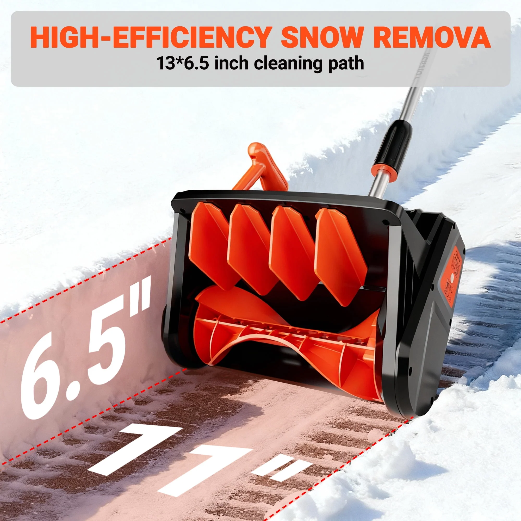 Voltask Cordless Snow Shovel, 24V 4.0Ah Battery, 13-Inch Clearing Width, 550W Brushless Motor, Patented Spiral Technology, Lightweight Ergonomic Design, Aerospace-Grade Materials - Image 2