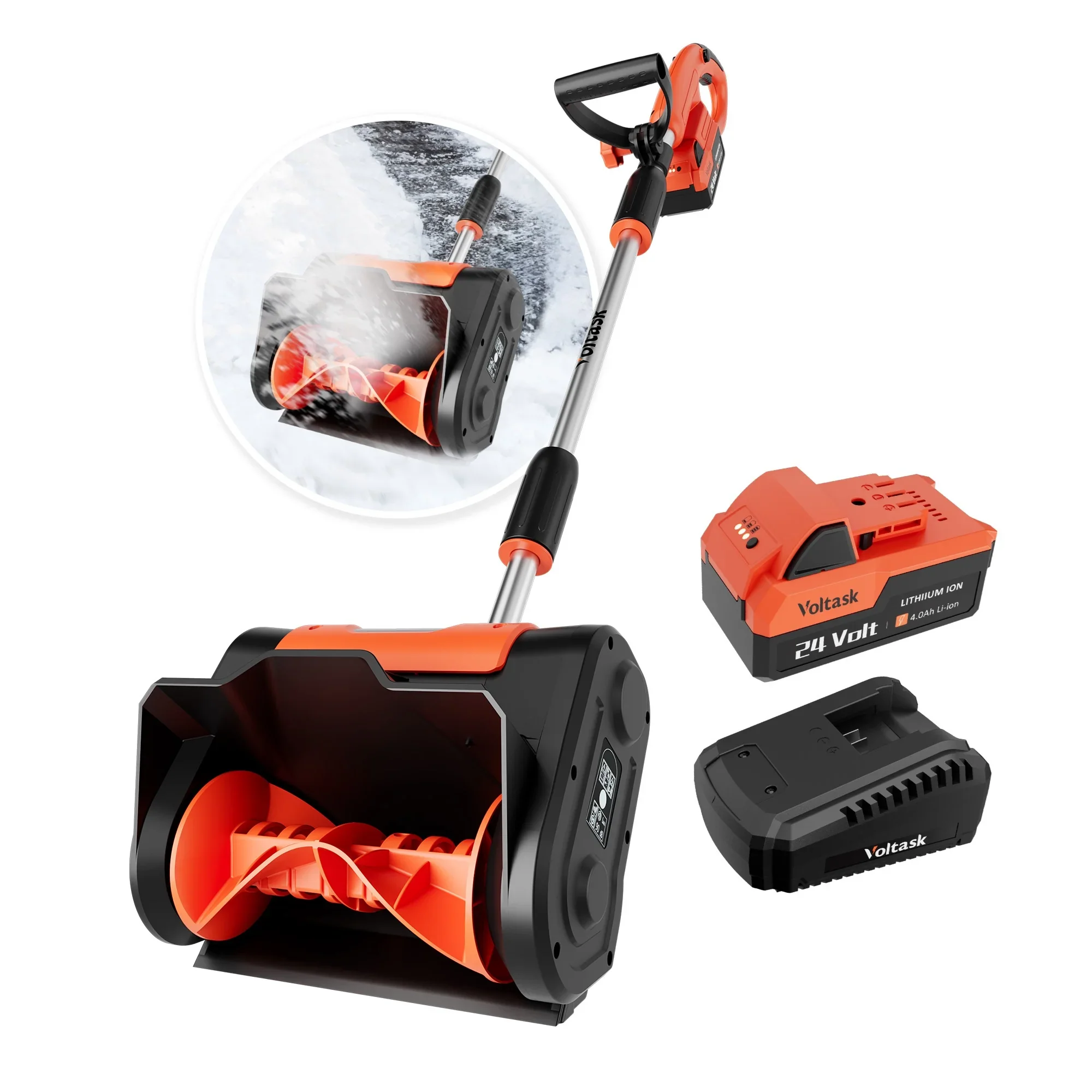 VOLTASK SS-20C-WM 24V 11-inch Cordless Snow Shovel 7.3lbs Lightweight Snow Blower Cordless with Battery and Charger - Image 2