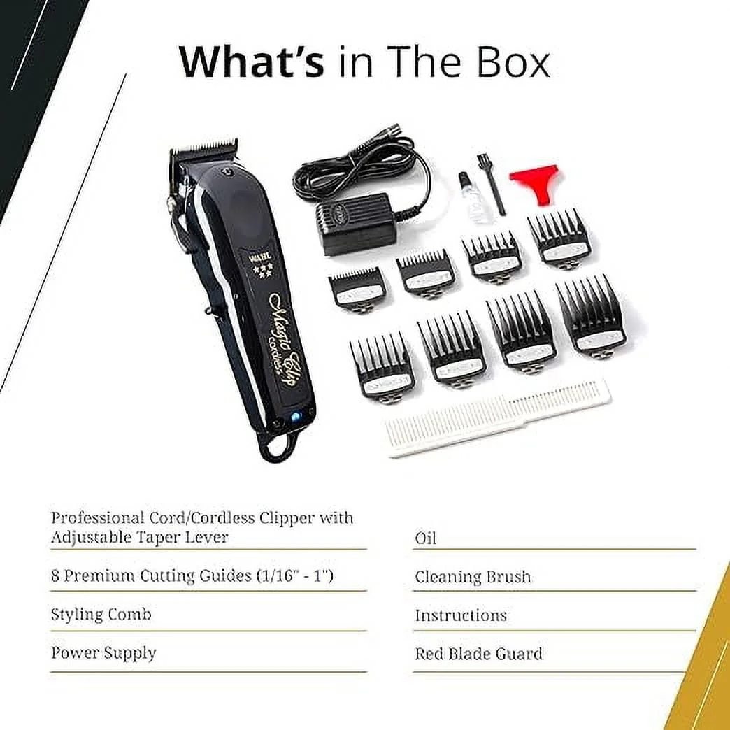 Wahl Professional 5 Star Magic Clip Hair Clipper, Corded and Cordless, Lithium Ion Battery, 100-Minute Run Time, Black, 3026432 - Image 4