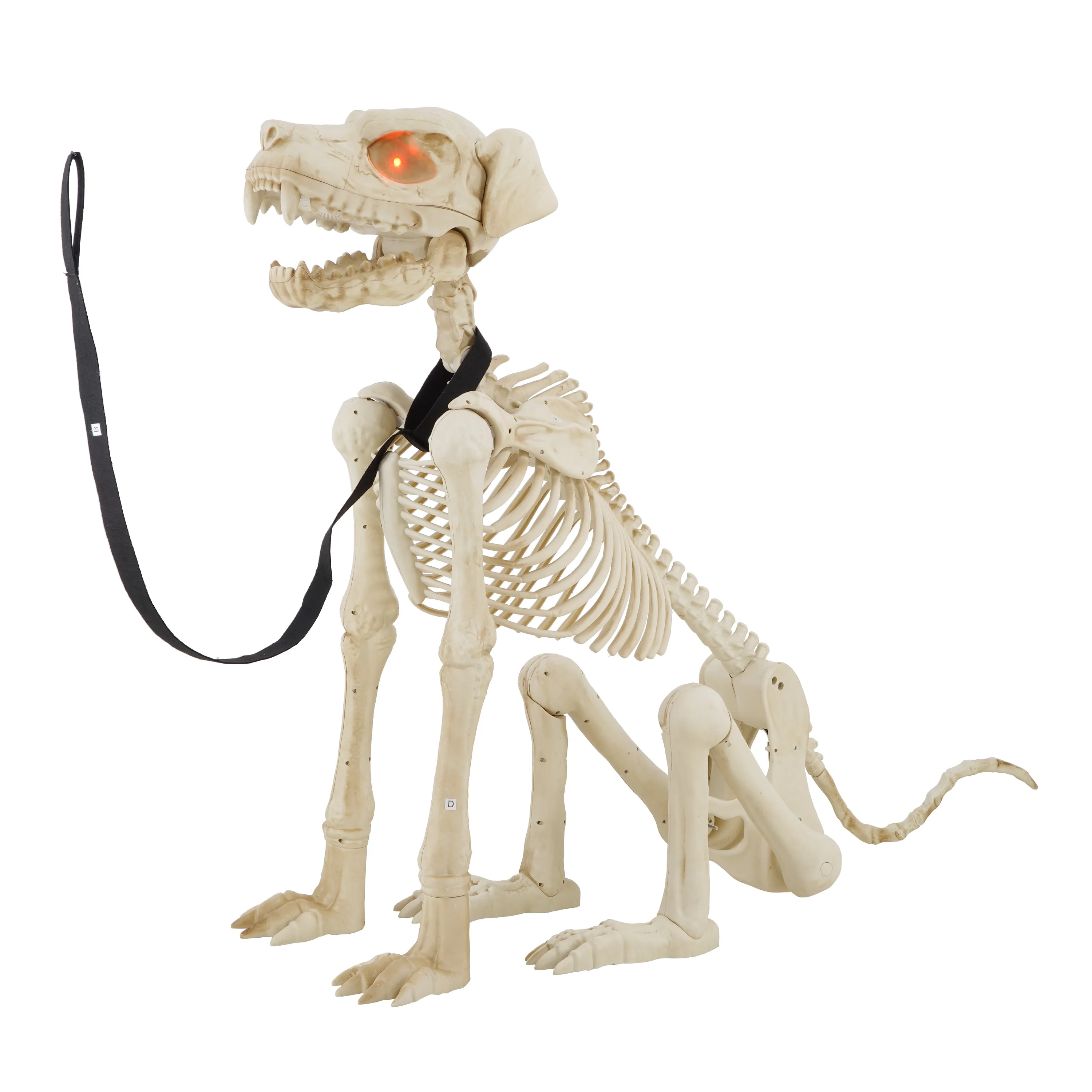 Way To Celebrate Animated Skeleton Dog with Glowing Red Eyes, 60 in, White, Articulated Limbs, Weatherproof Plastic