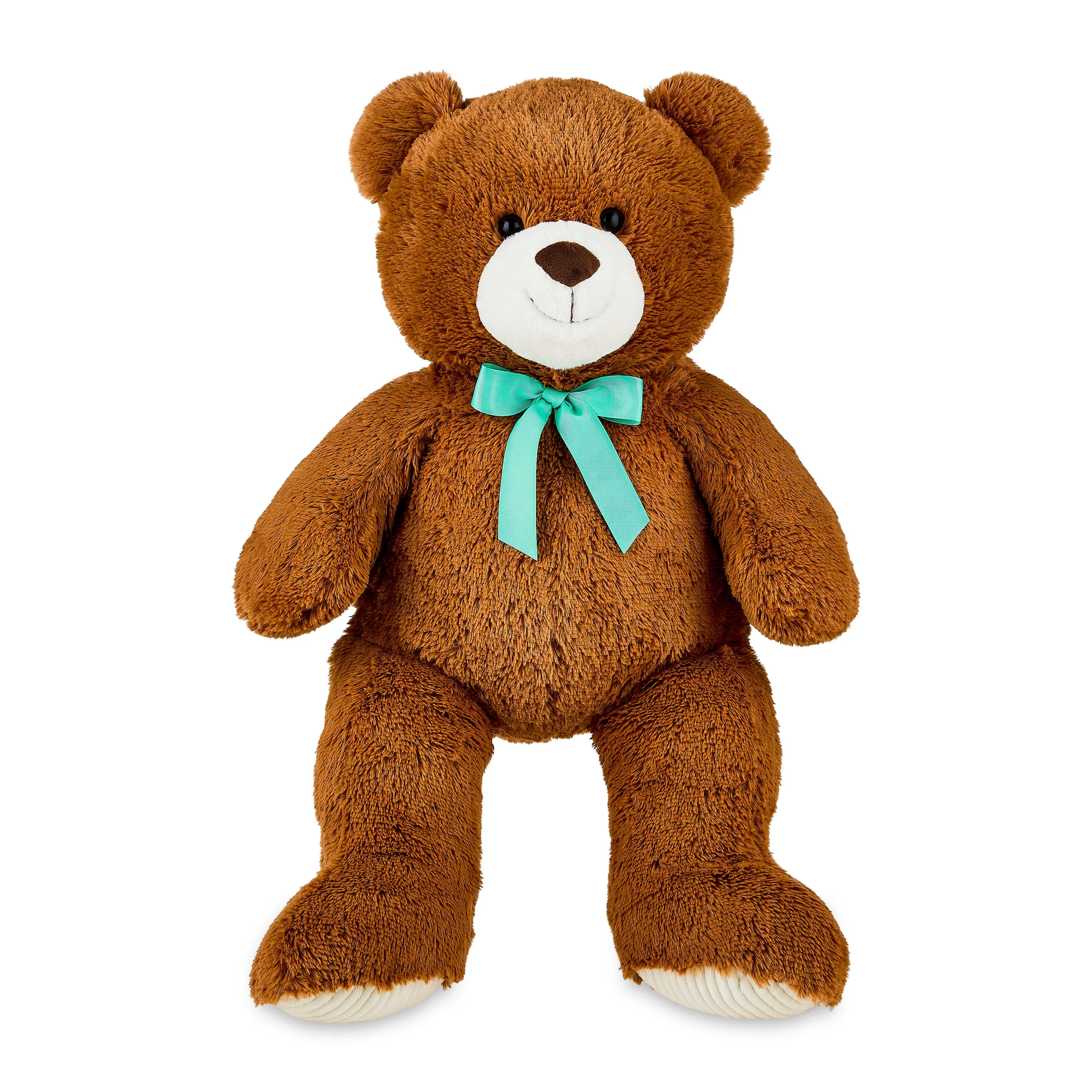 Way To Celebrate Bear Plush Toy, 36-Inch, Tan with Teal Ribbon