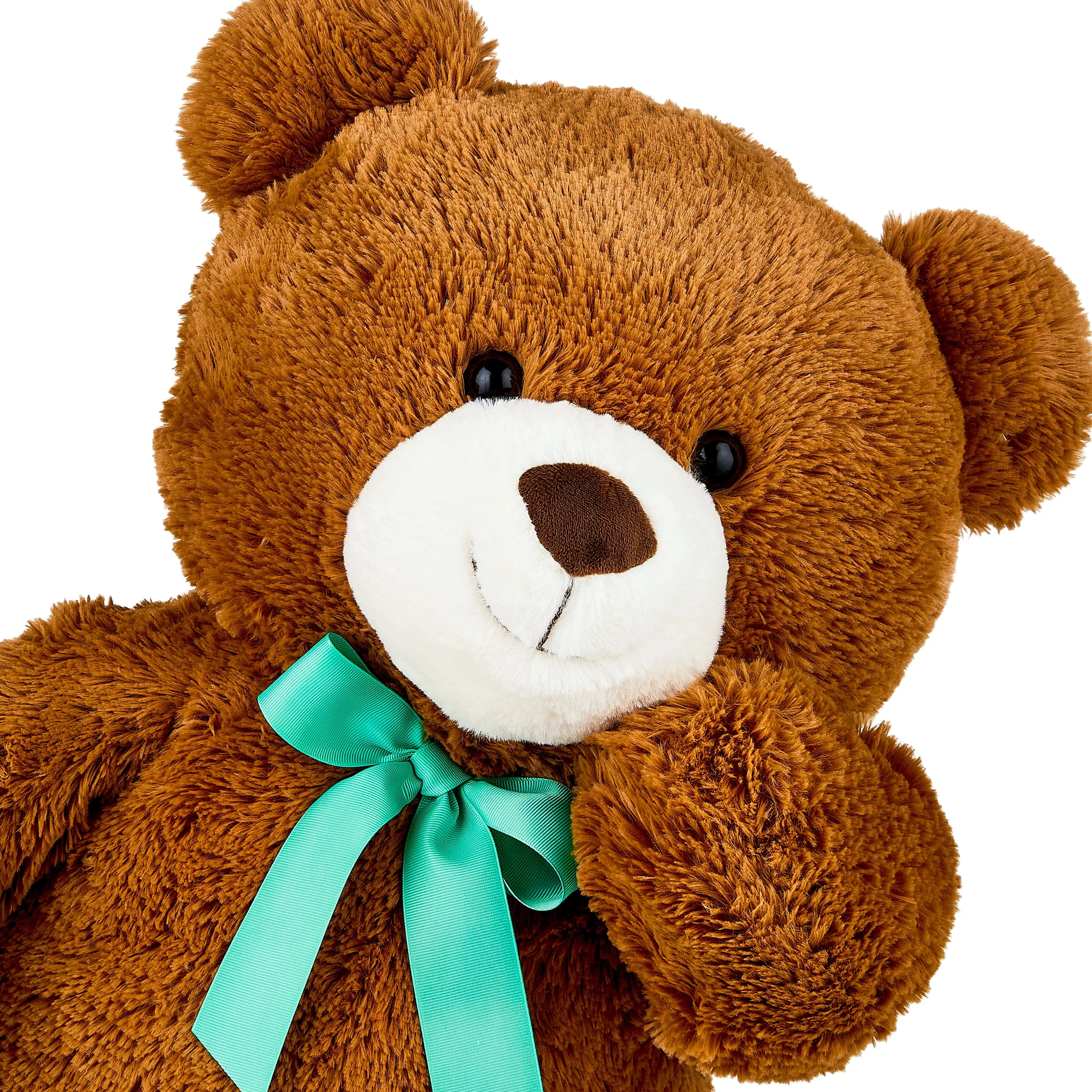 Way To Celebrate Bear Plush Toy, 36-Inch, Tan with Teal Ribbon - Image 3