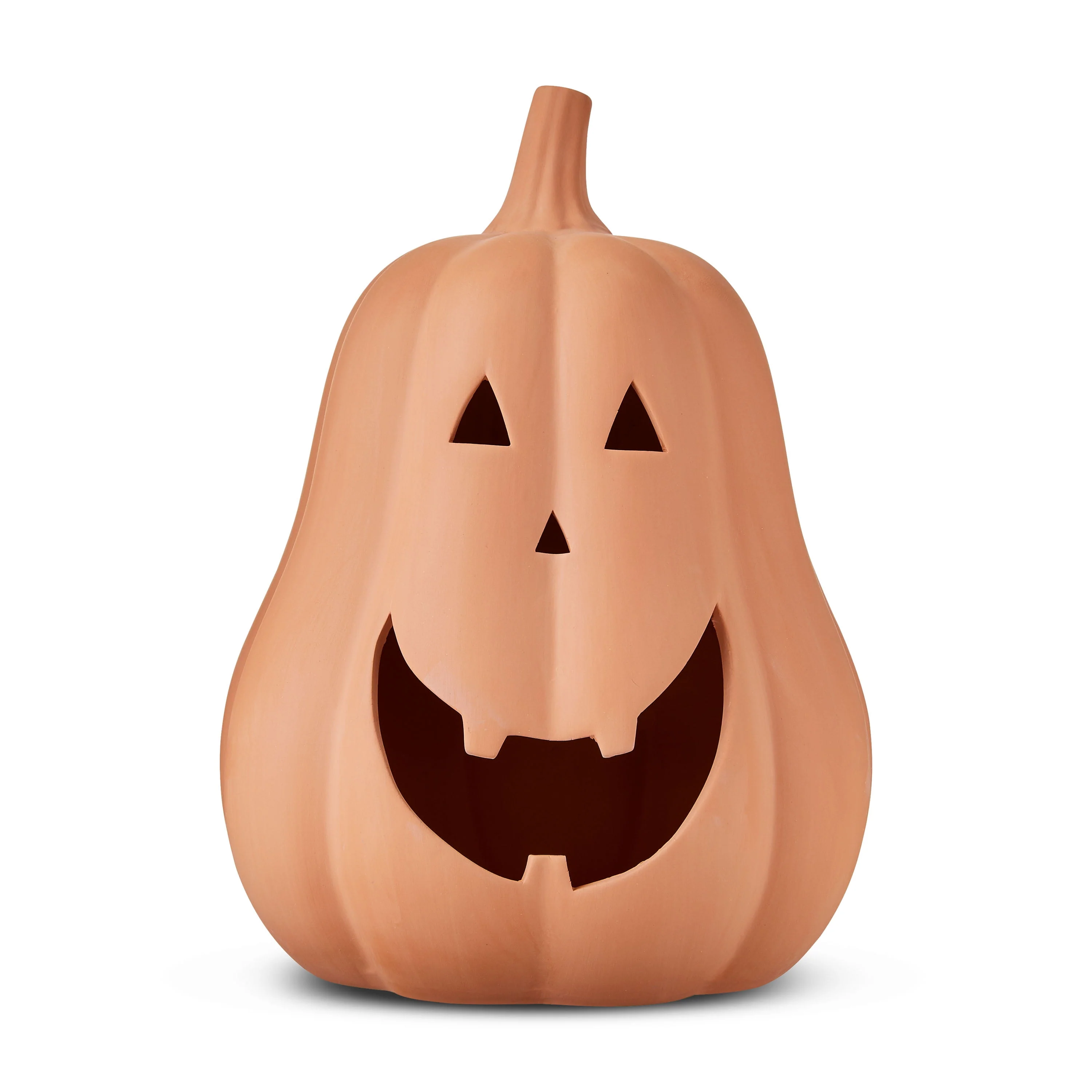Way To Celebrate Harvest Clay Jack-o'-Lantern Tabletop Decor, Brown, 13 in