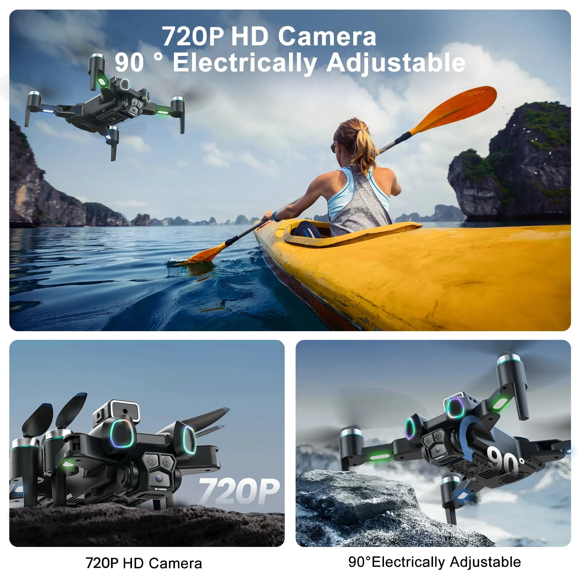 Wefone CS15 Foldable Drones with HD Camera for Kids 8-12, Black - Image 8