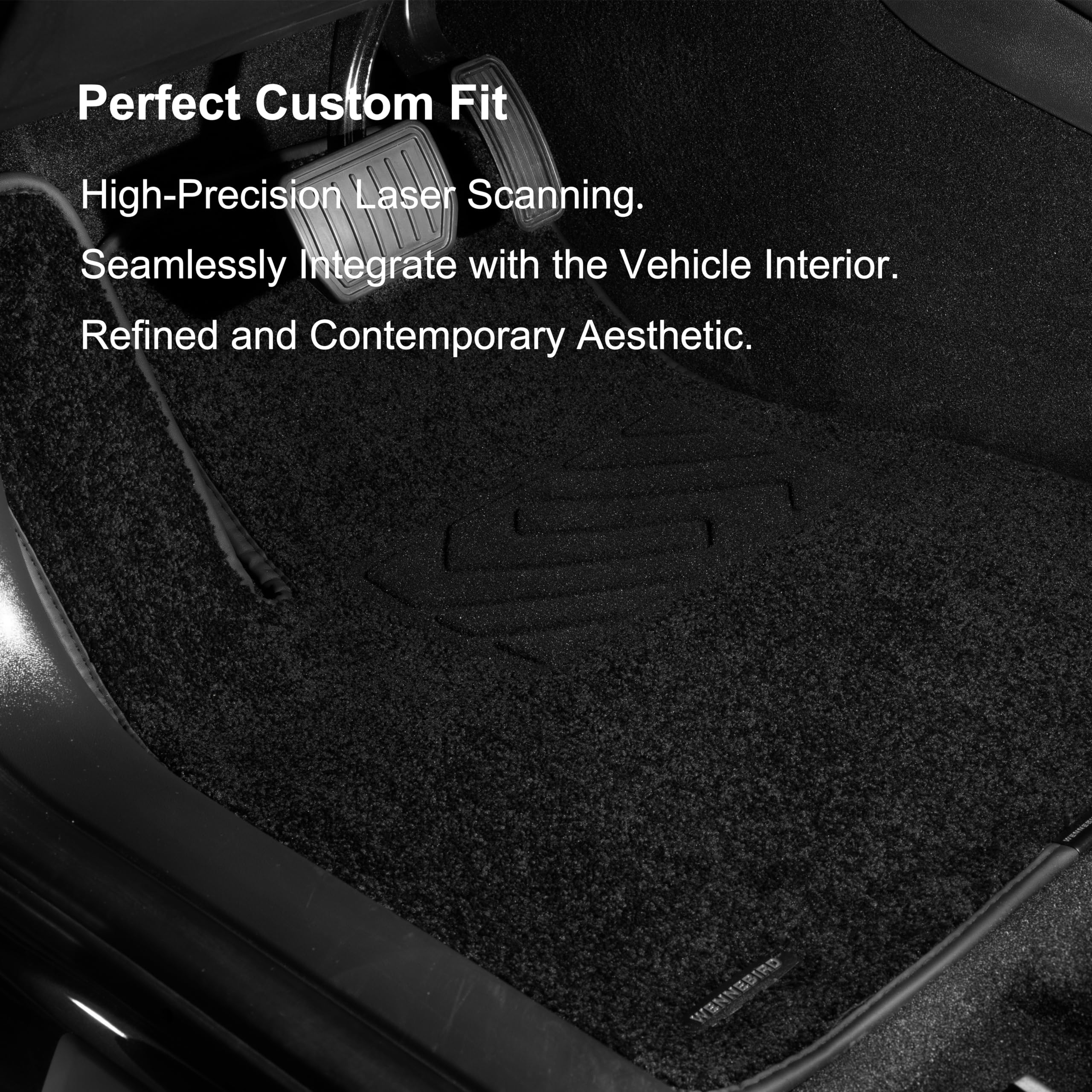 WENNEBIRD Superior Carpet Floor Mats for Tesla Model 3, Custom Fit, 0.6 Inch Thick, Black, 3-Piece Set - Image 3