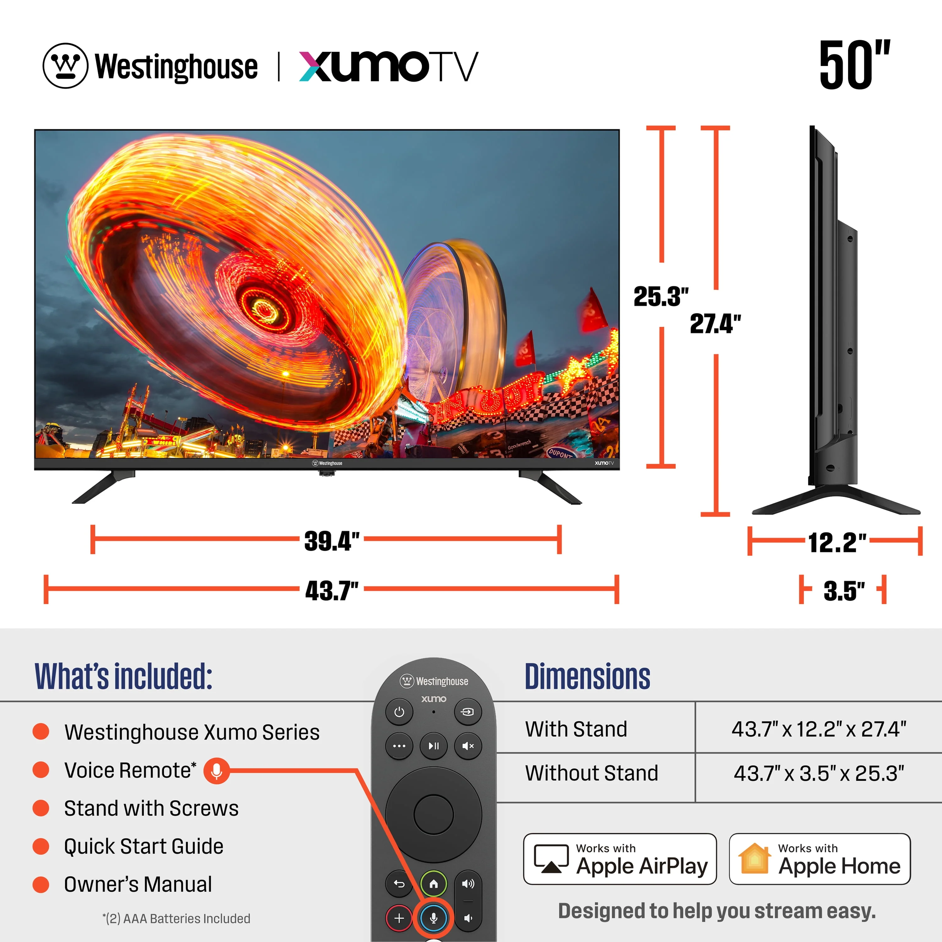 Westinghouse 50" Smart 4K UHD LED TV with Dolby Vision HDR, Xumo Streaming Platform, Voice Remote, WiFi, Bluetooth, WX50UX4800 - Image 5