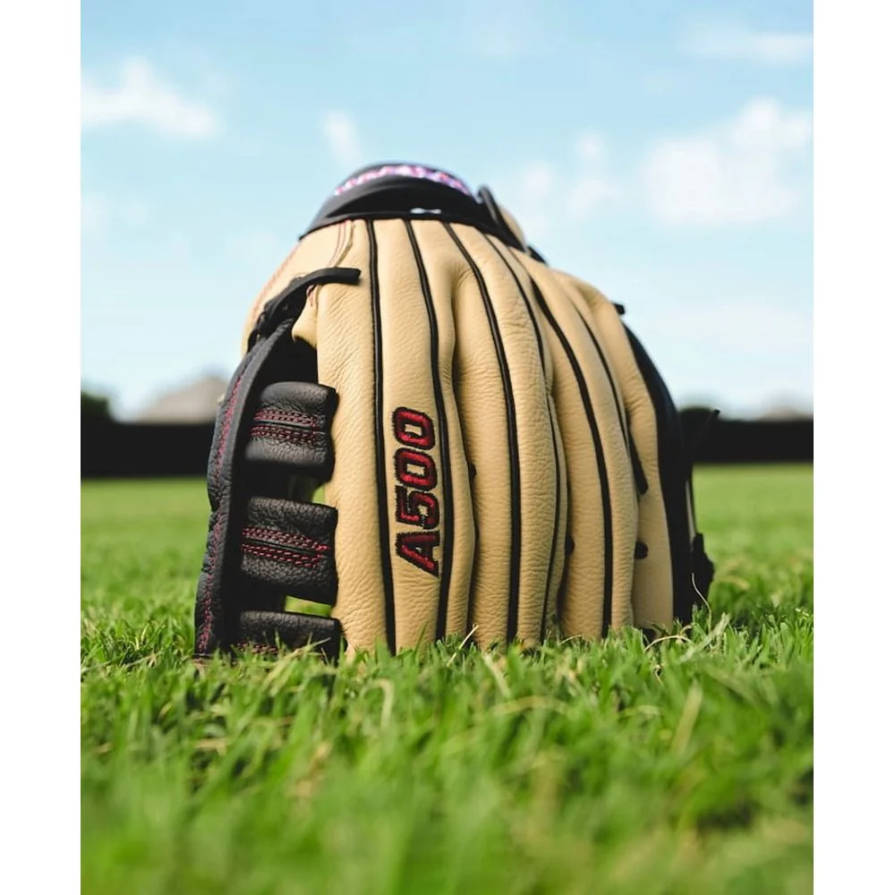 Wilson A500 Youth Baseball Glove 12.5 in Outfield, Blonde/Red/Black, Right Hand Throw, WBW102544125 - Image 2