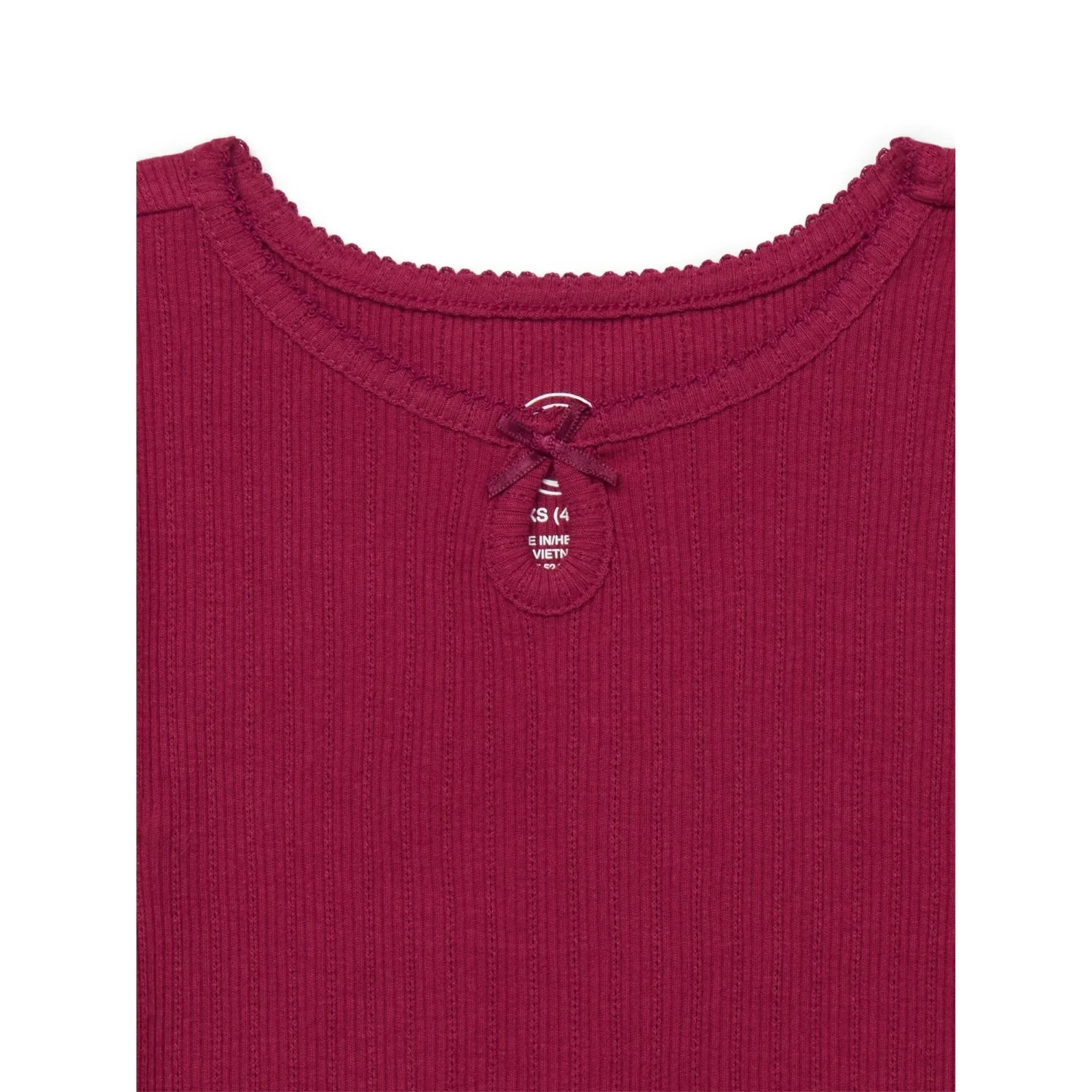 Wonder Nation Girls Ribbed Pointelle Keyhole T-Shirt, M (7/8), Magenta Berry - Image 2
