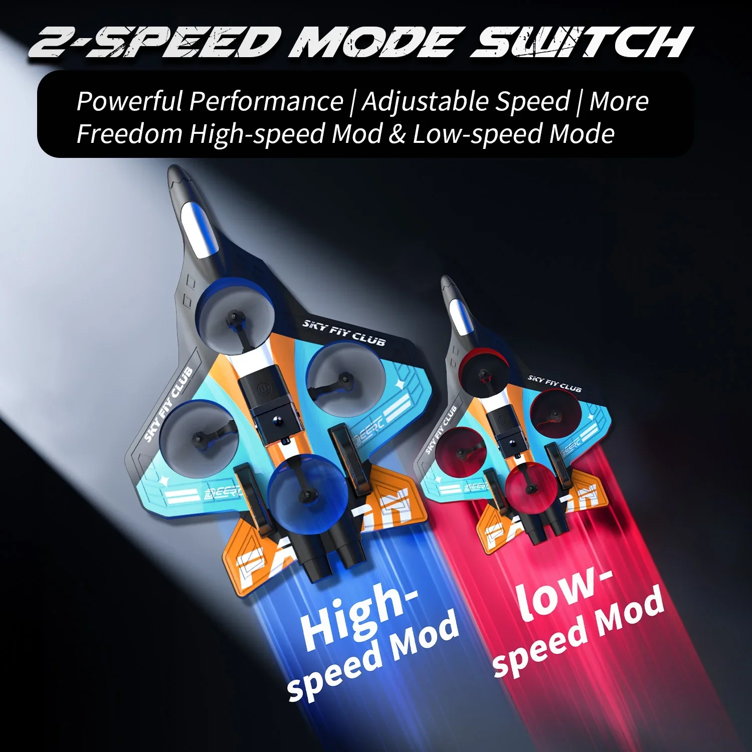 WonderStone 2311 Obstacle Avoidance RC Airplane, Foam Remote Control Jet with LED Lights & 2 Modular Batteries, Orange - Image 4