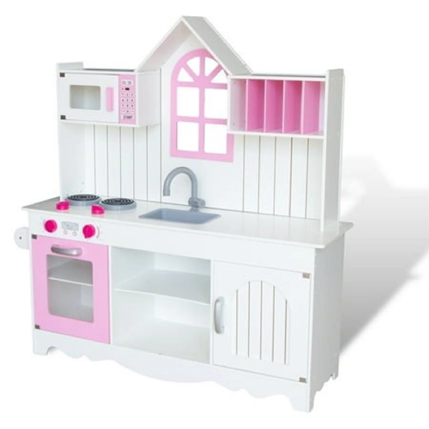 WoodenEdu Play Kitchen for Kids 3-8 Wooden Kids Play Kitchen Playset Chef Pretend Play - Image 2