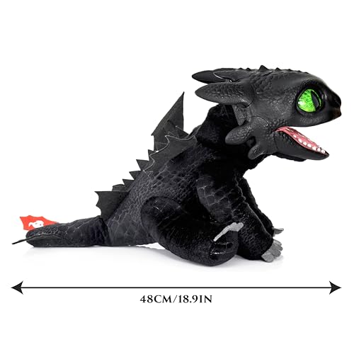 Wow!Stuff How To Train Your Dragon Real Toothless Puppetronic Plush, 10 Inch, Interactive with 50+ Actions and Sounds, Purple Plasma Blast