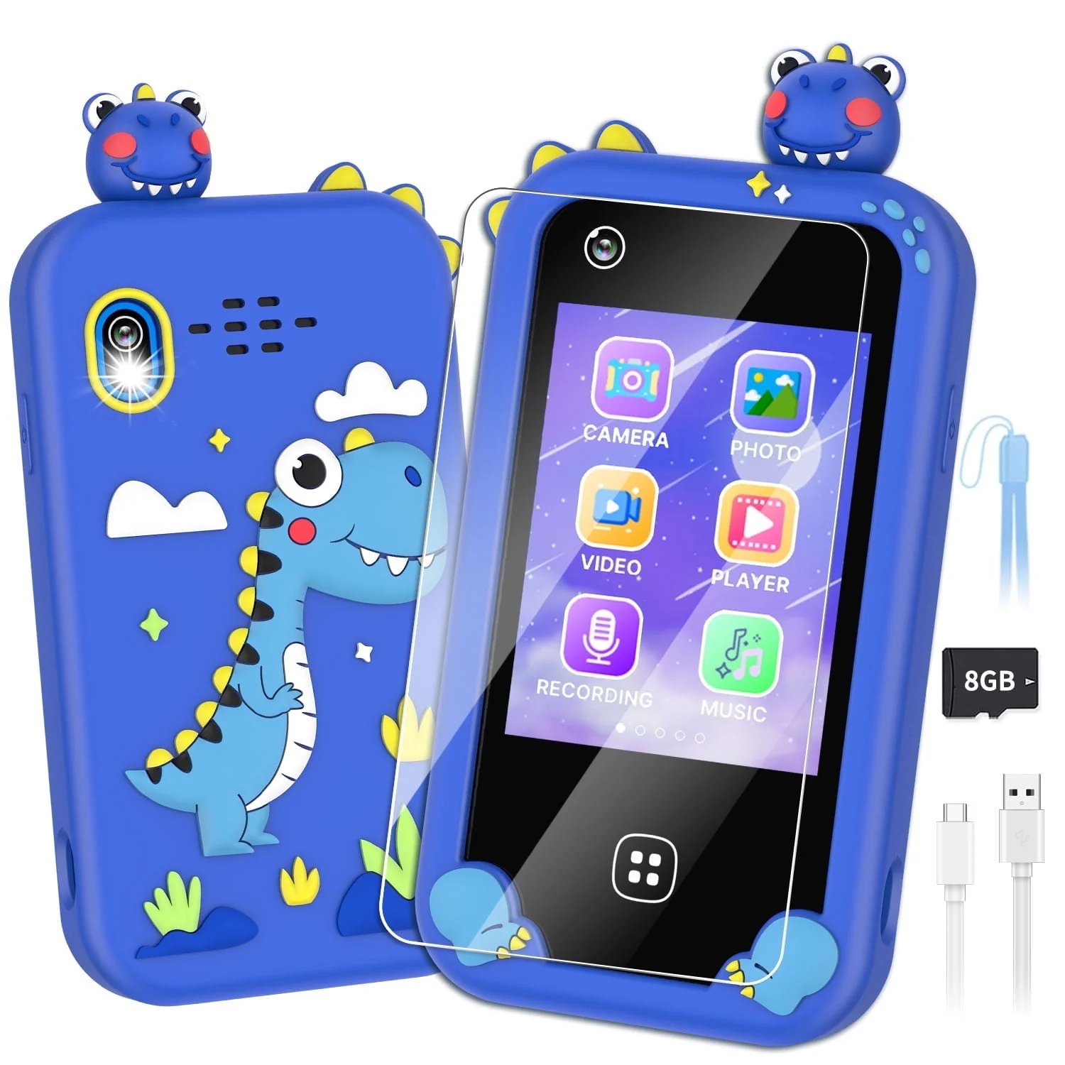Wuszhor Xa35 Kids Smart Phone, Educational Learning Toy with Touchscreen, Dual HD Cameras, 8GB SD Card