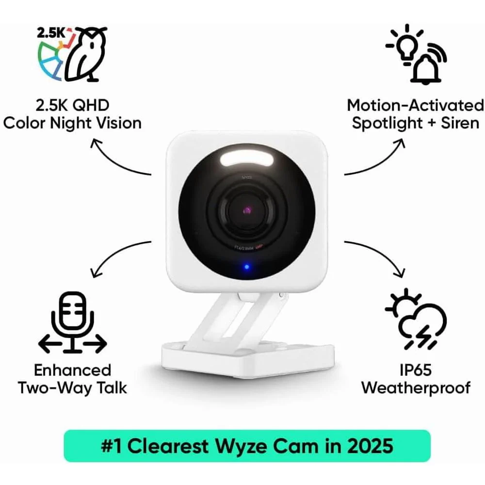Wyze Cam V4 2.5K QHD Smart Home Security Camera with Enhanced Color Night Vision, Motion-Activated Spotlight, IP65 Weather Resistant - Image 3