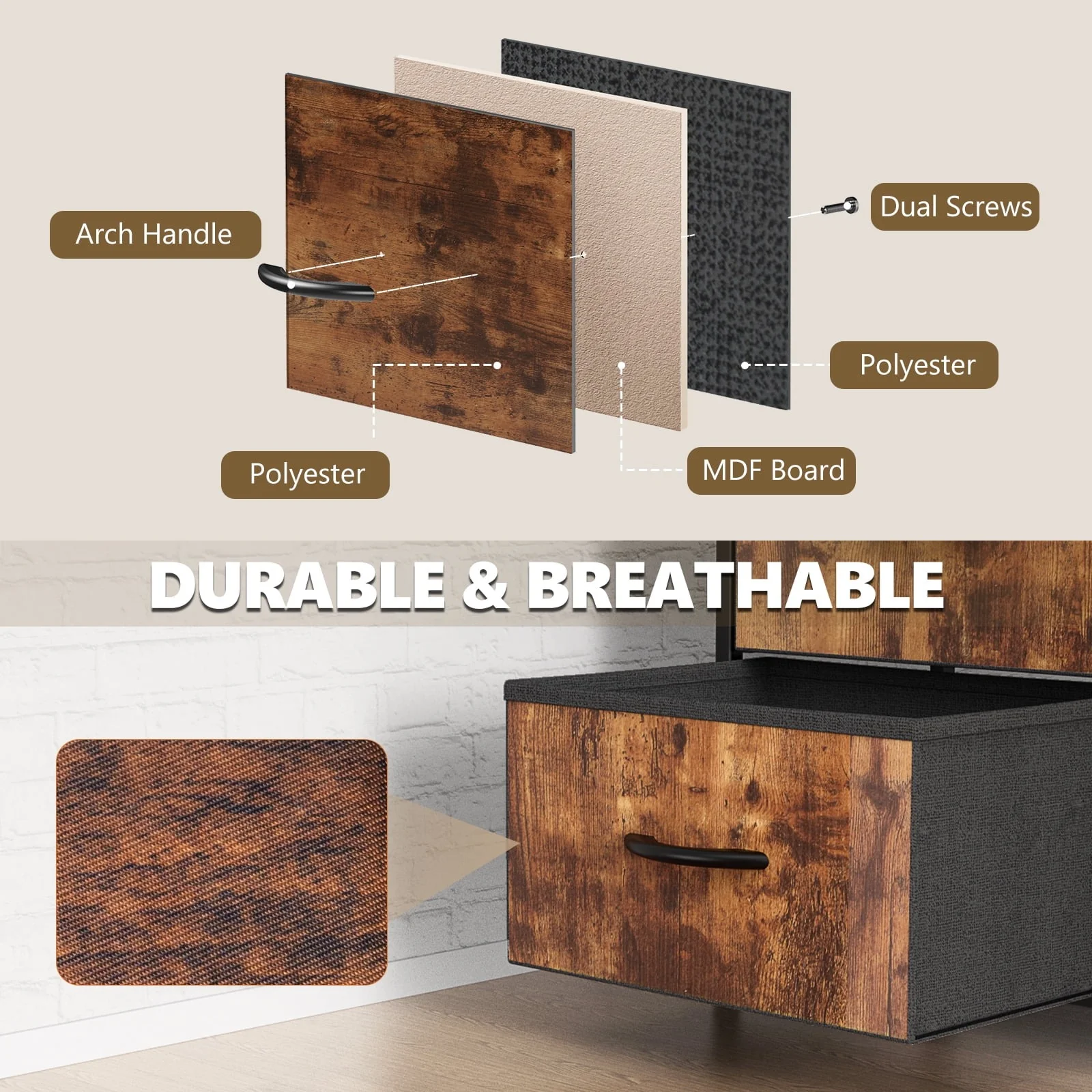 Yangming 8 Drawer Fabric Dresser for Bedroom, Chest of Drawer Organizer Storage Cabinet for Closet - Image 2