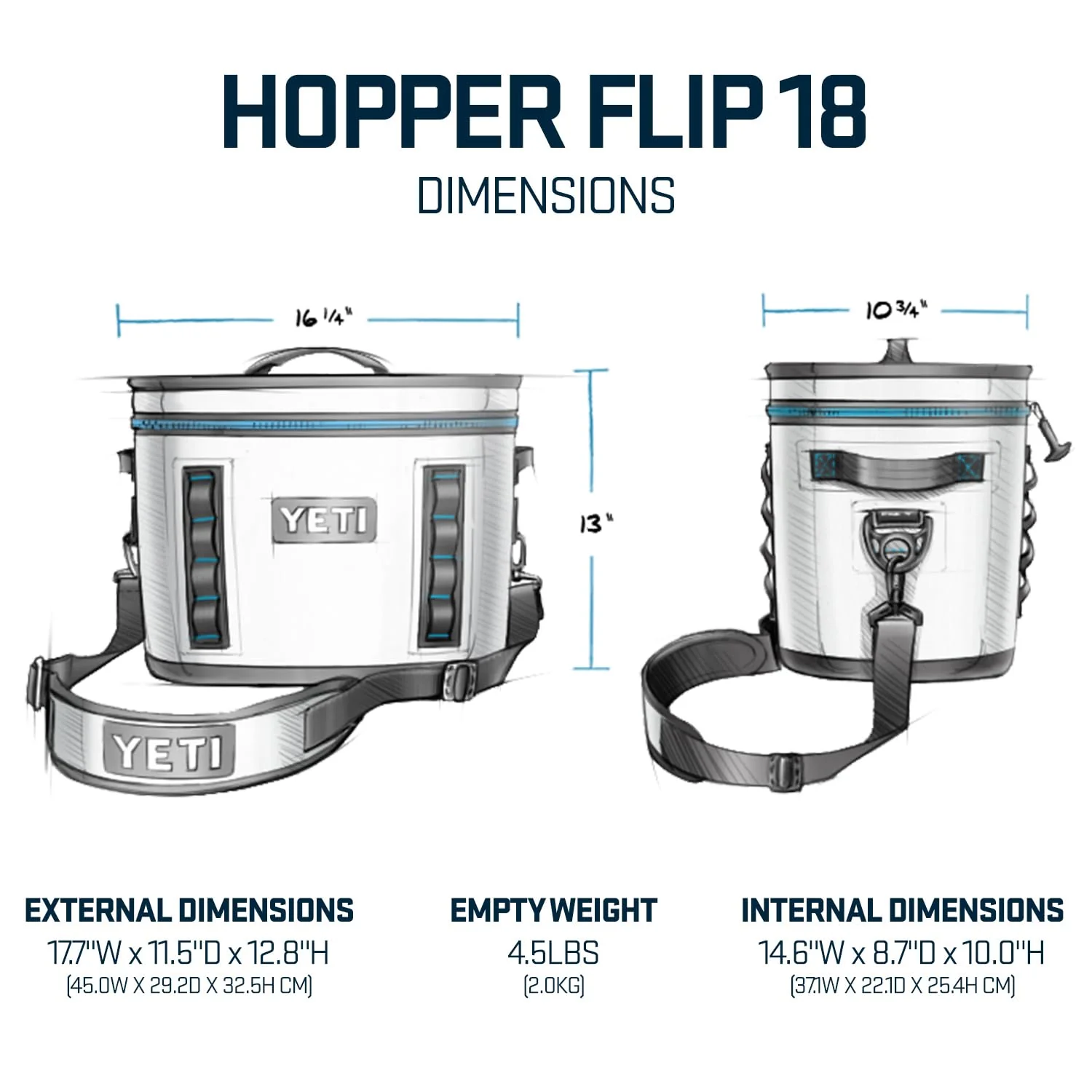 YETI Hopper Flip 18 Soft Cooler, Leakproof HydroLok Zipper, DryHide Shell, ColdCell Insulation, Big Sky Blue, 18 qt, 81628200 - Image 4