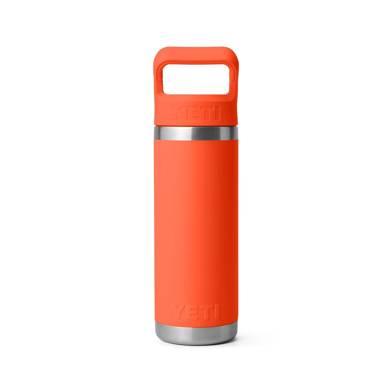 Yeti Rambler 18 Oz Water Bottle With Color-Matched Straw Cap Papaya - Leak-Resistant Cap - Image 3