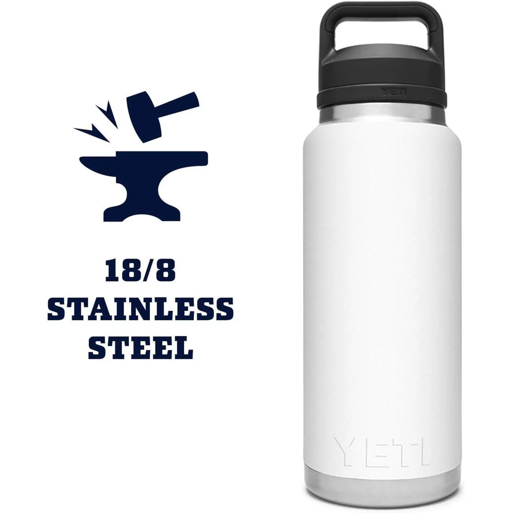 YETI Rambler 36oz Insulated Beverage Bottle, Stainless Steel, Vacuum Insulated, Leakproof Chug Cap, White, 21071070016 - Image 8