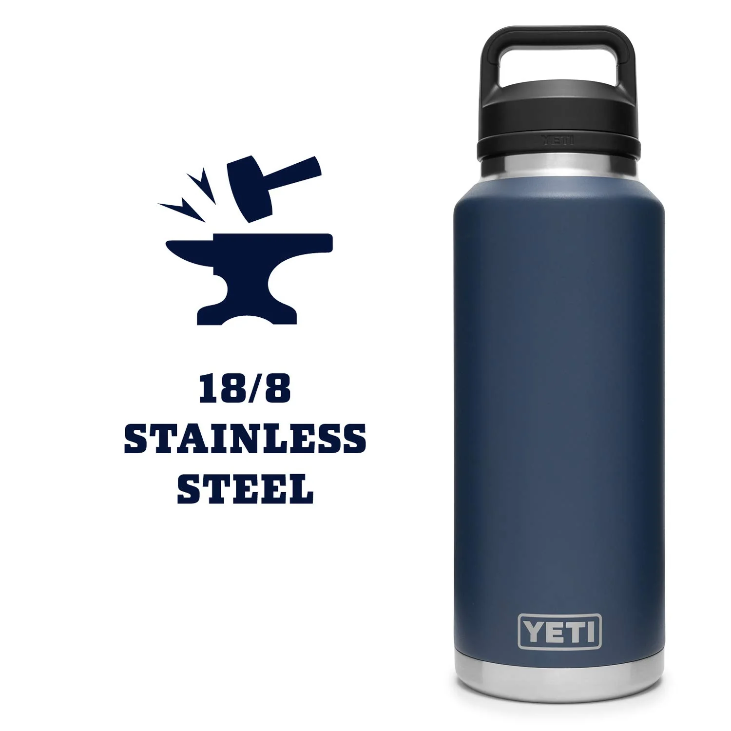 YETI 21071504115 Rambler 46-oz. Bottle with Chug Cap - Navy - Image 6