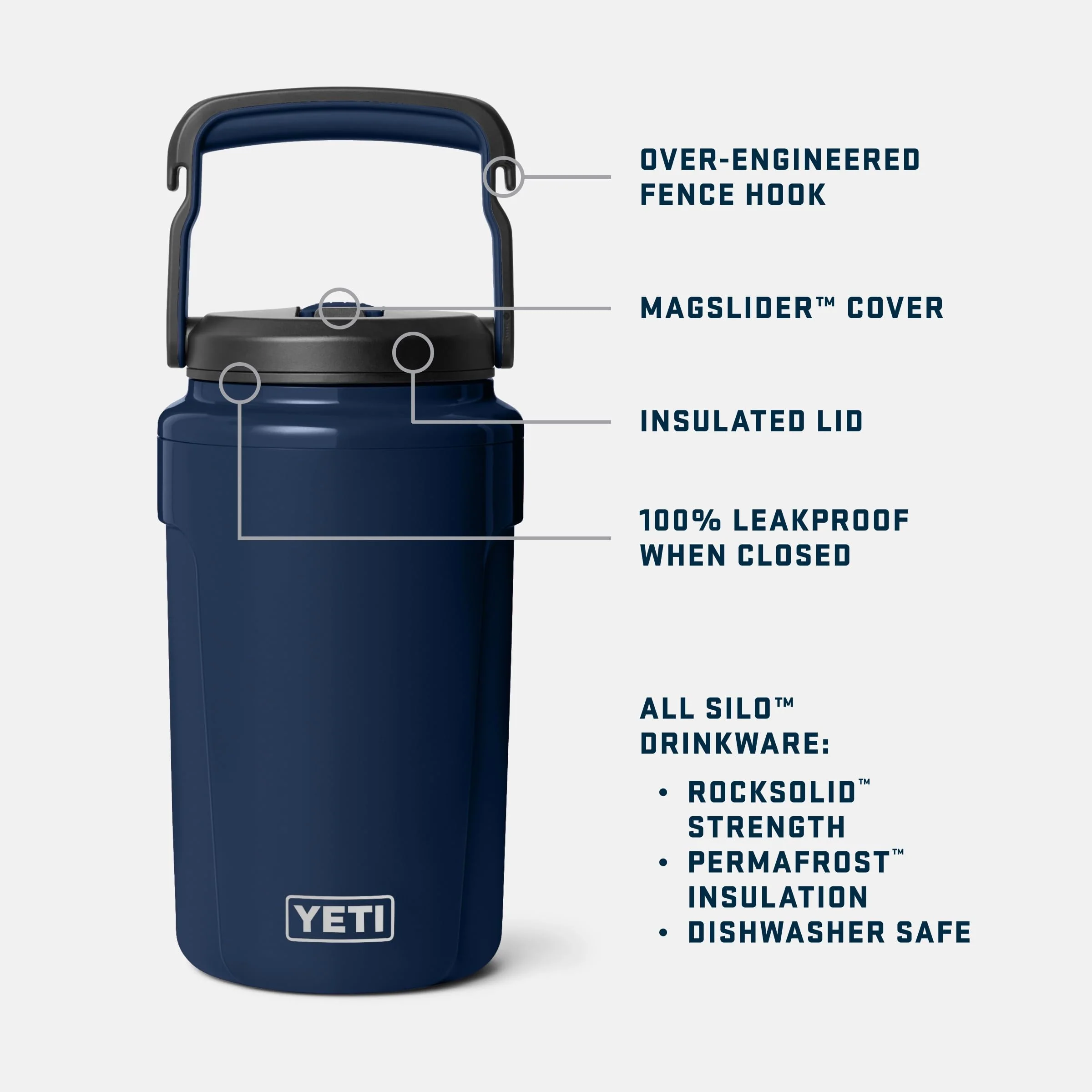YETI Silo Half-Gallon Sports Water Bottle with PermaFrost Insulation, Leakproof MagSlider Straw Cap, Ergonomic Handle, Rescue Red, 21071504438 - Image 2