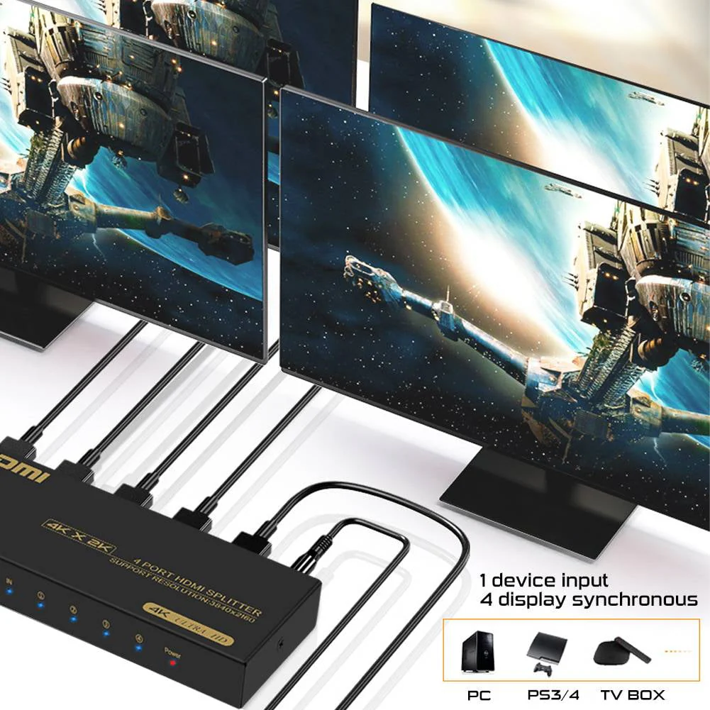 YITROX 4K HDMI Splitter, 1 in 4 Out, 4K@60Hz Support, Metal Shell, Plug-and-Play, Black, YT-SP104 - Image 4