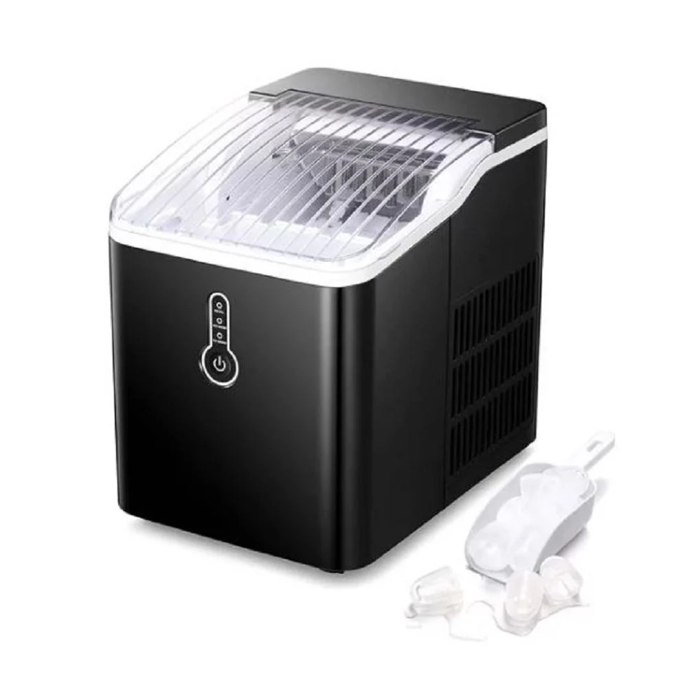 ZAFRO ICM-1241 Countertop Ice Maker Machine, Portable Compact Ice Cube Maker with Ice Scoop & Basket, Black