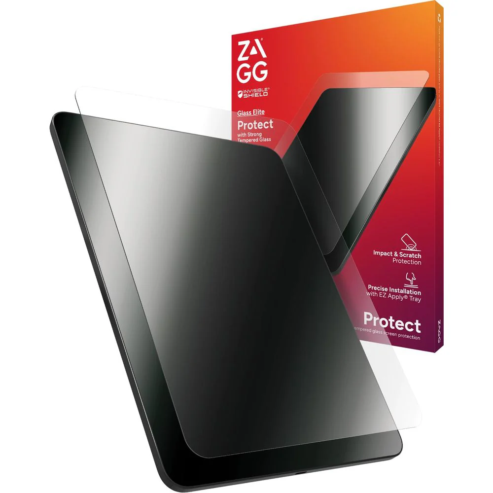 ZAGG Glass Elite Screen Protector for Apple iPad Air 13 Inch M2 M3, Ultra-Strong Aluminosilicate Glass, Scratch-Resistant, Smudge-Free, Reinforced Edges, Clear