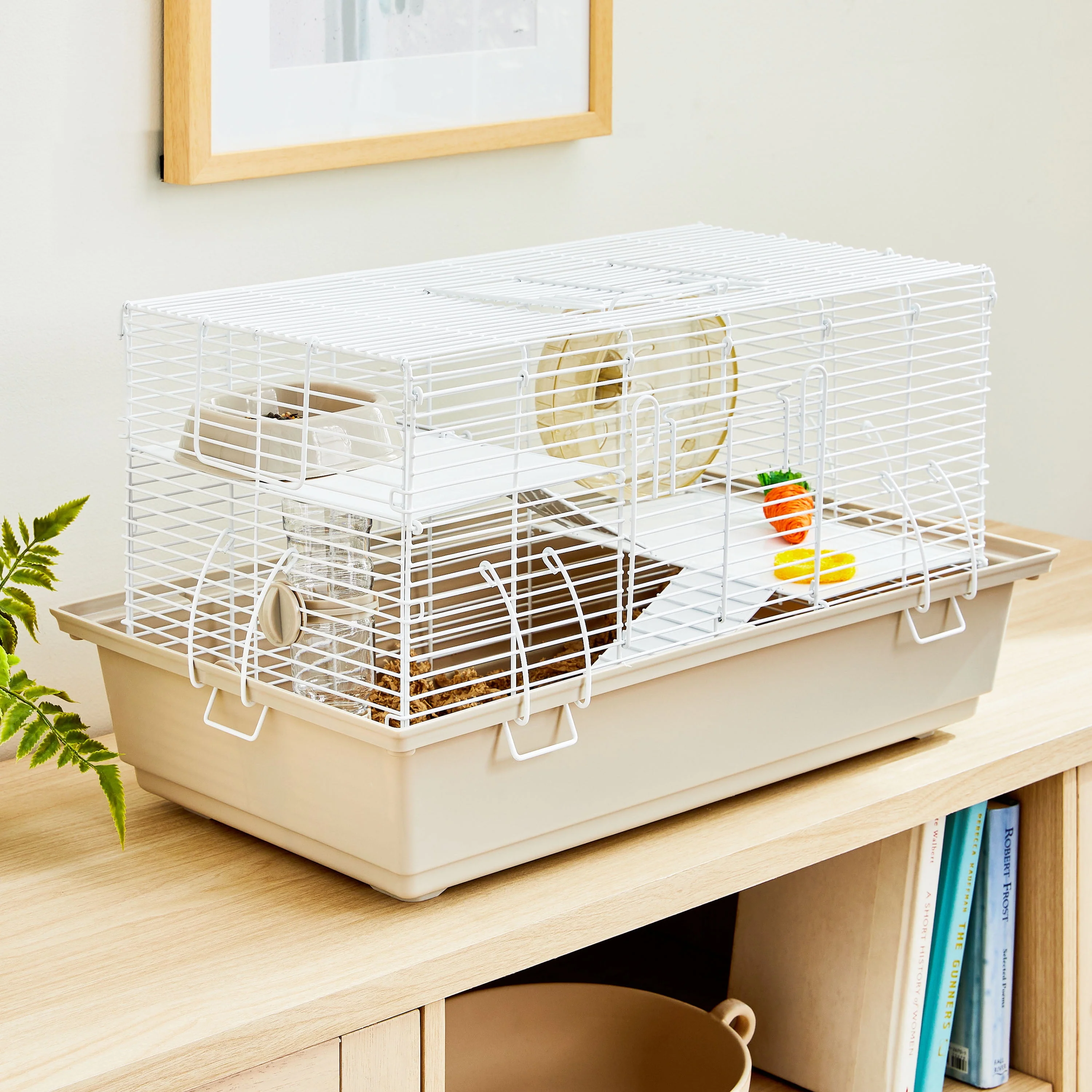 Zhongheng Vibrant Life Split-Level Hamster Habitat with Running Wheel, Food Bowl, Water Bottle, 25.6-Inch Extra-Long Base - Image 2