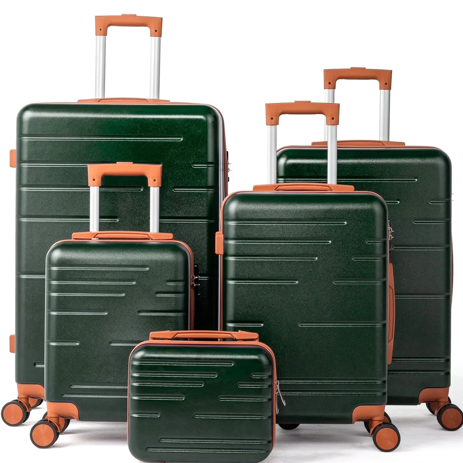 Zimtown Luggage 5 Piece Sets Suitcase ABS Hardside with Spinner Wheels and TSA Lock, Deep Green - Image 3