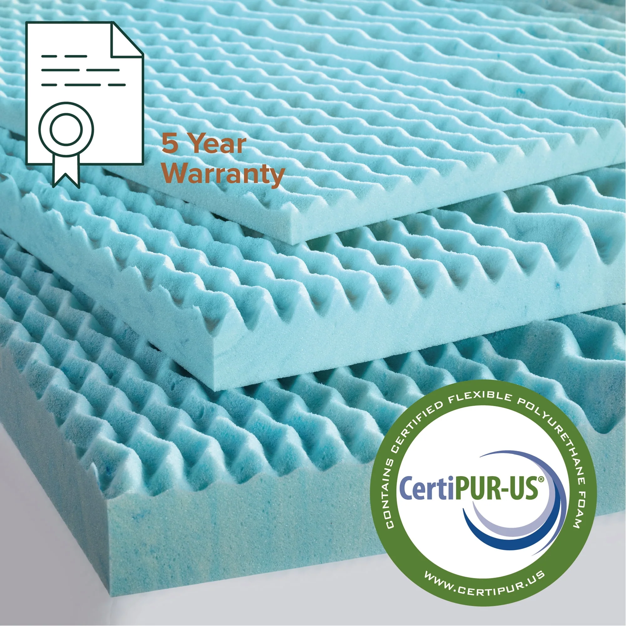 Zinus 84155009673 Spa Sensations 3 in Green Tea Gel Memory Foam Zoned Support Mattress Topper, Medium Firmness, Antimicrobial, Queen - Image 4