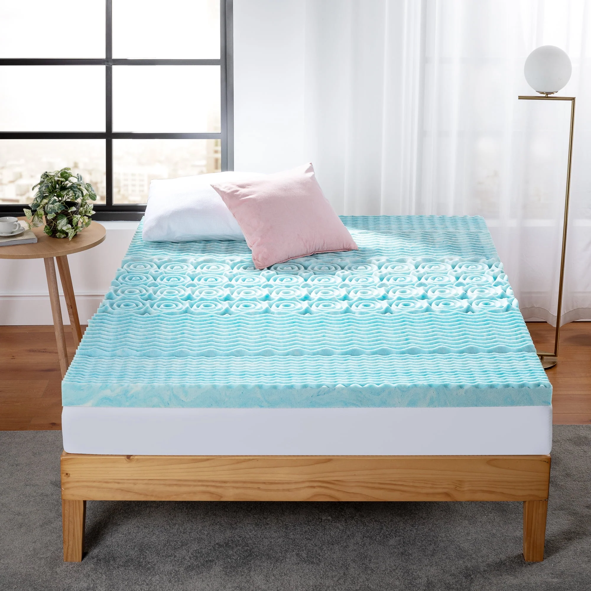 Zinus 84155009673 Spa Sensations 3 in Green Tea Gel Memory Foam Zoned Support Mattress Topper, Medium Firmness, Antimicrobial, Queen - Image 7