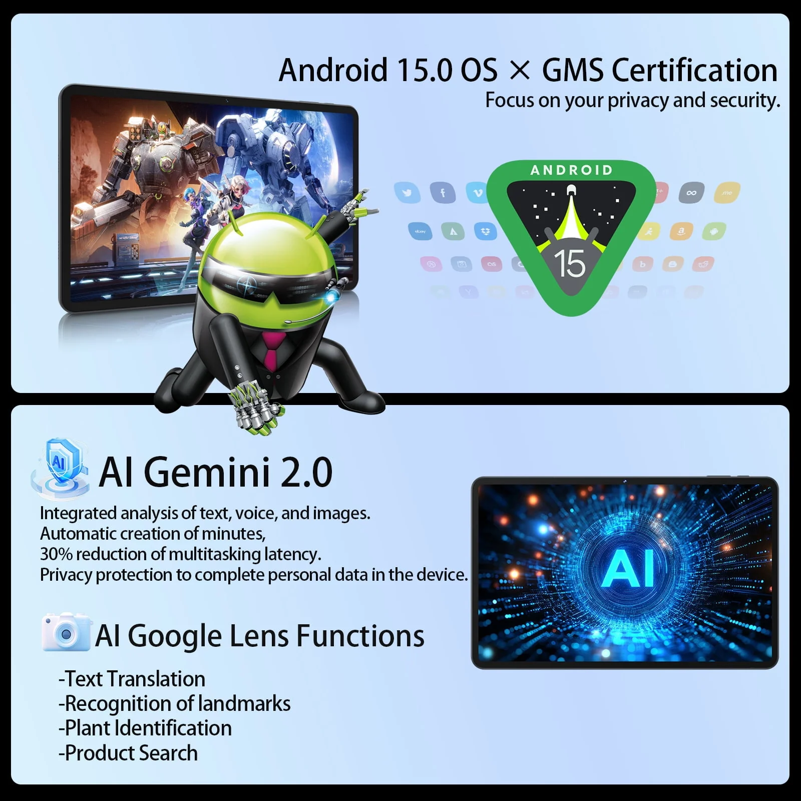 Zonko 12 Inch Android 15 Tablet, 16GB RAM, 256GB Storage Expandable to 2TB, Helio G99 Octa-Core Processor, 2K IPS Display, Quad Speakers, Dual Cameras, GPS, Keyboard Included, D136 - Image 4